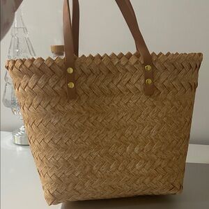 Brown Woven Tote Bag